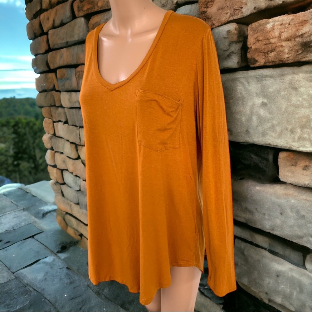 Another Love Chestnut Long Sleeve Top XL Orange Mustard Blouse